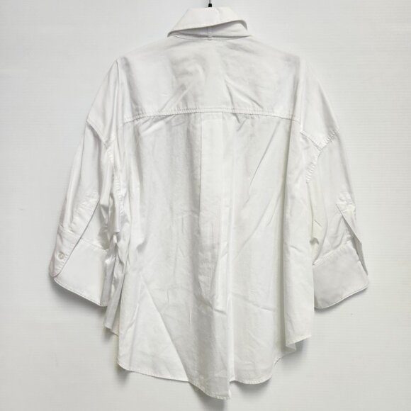 Marc Aurel Women's White Button-Up Bow Tie Shirt W/Bell Cuffs Size 40 - Picture 2 of 11